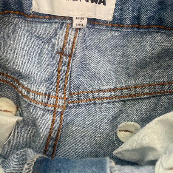 Fashion Nova baggy wide leg cargo jeans Y2K 90s high rise medium wash hip-hop - Picture 8 of 9